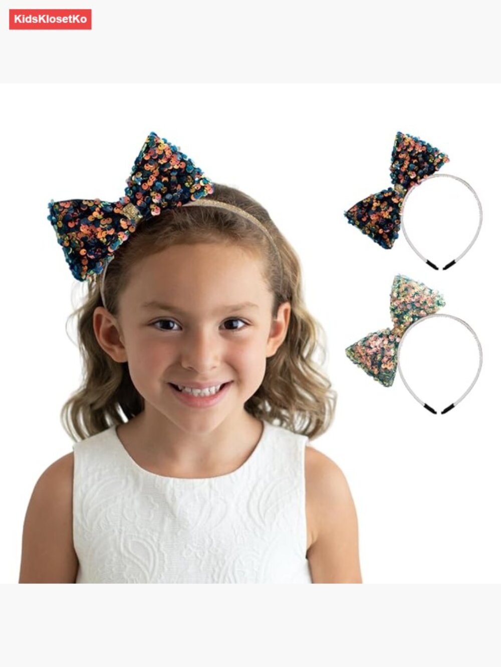 Large Sequin Bow Headbands Girls Hair Accessories 2 Pack